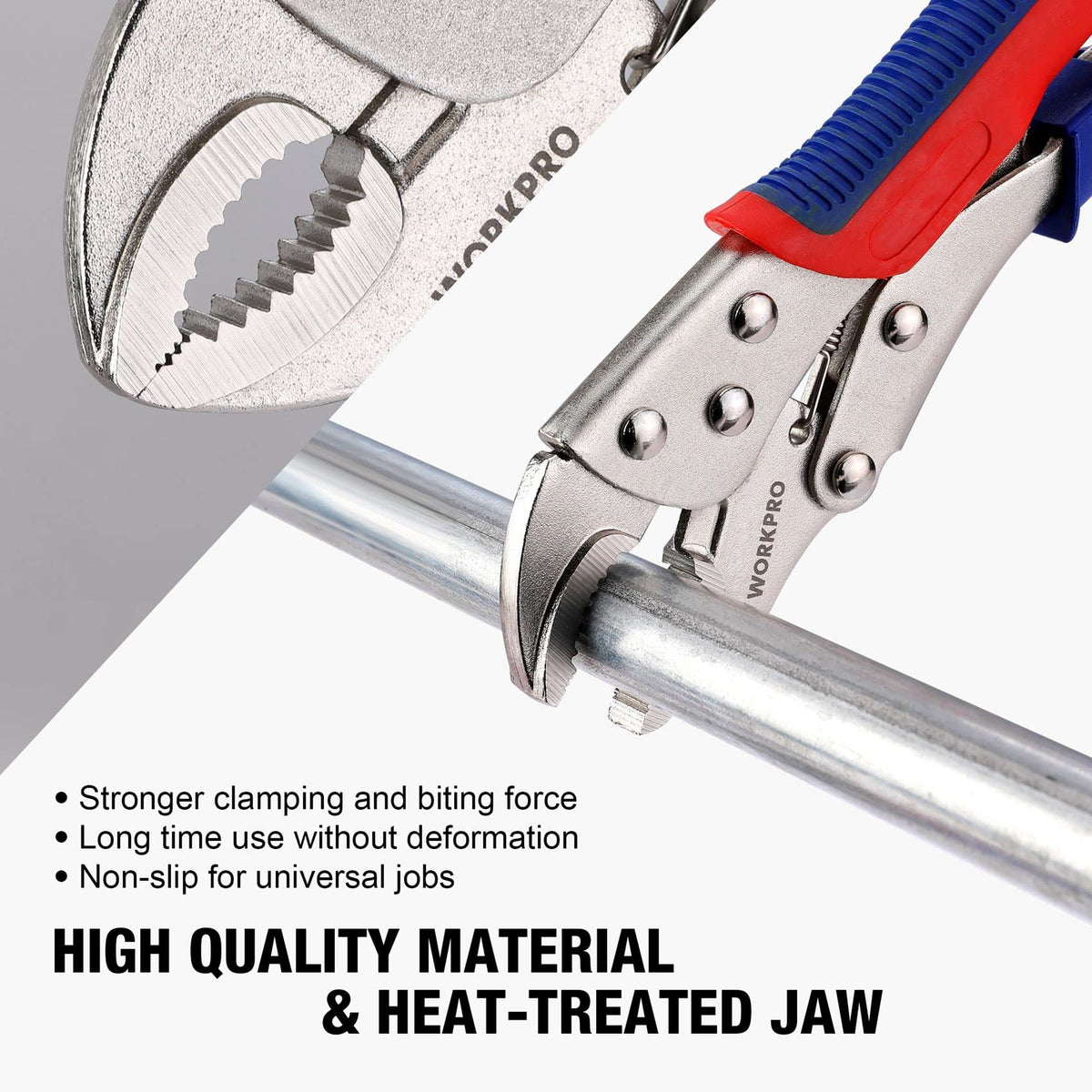 WORKPRO 3-Piece Locking Pliers Set, 10-Inch, 7-Inch, 6-1/2-Inch