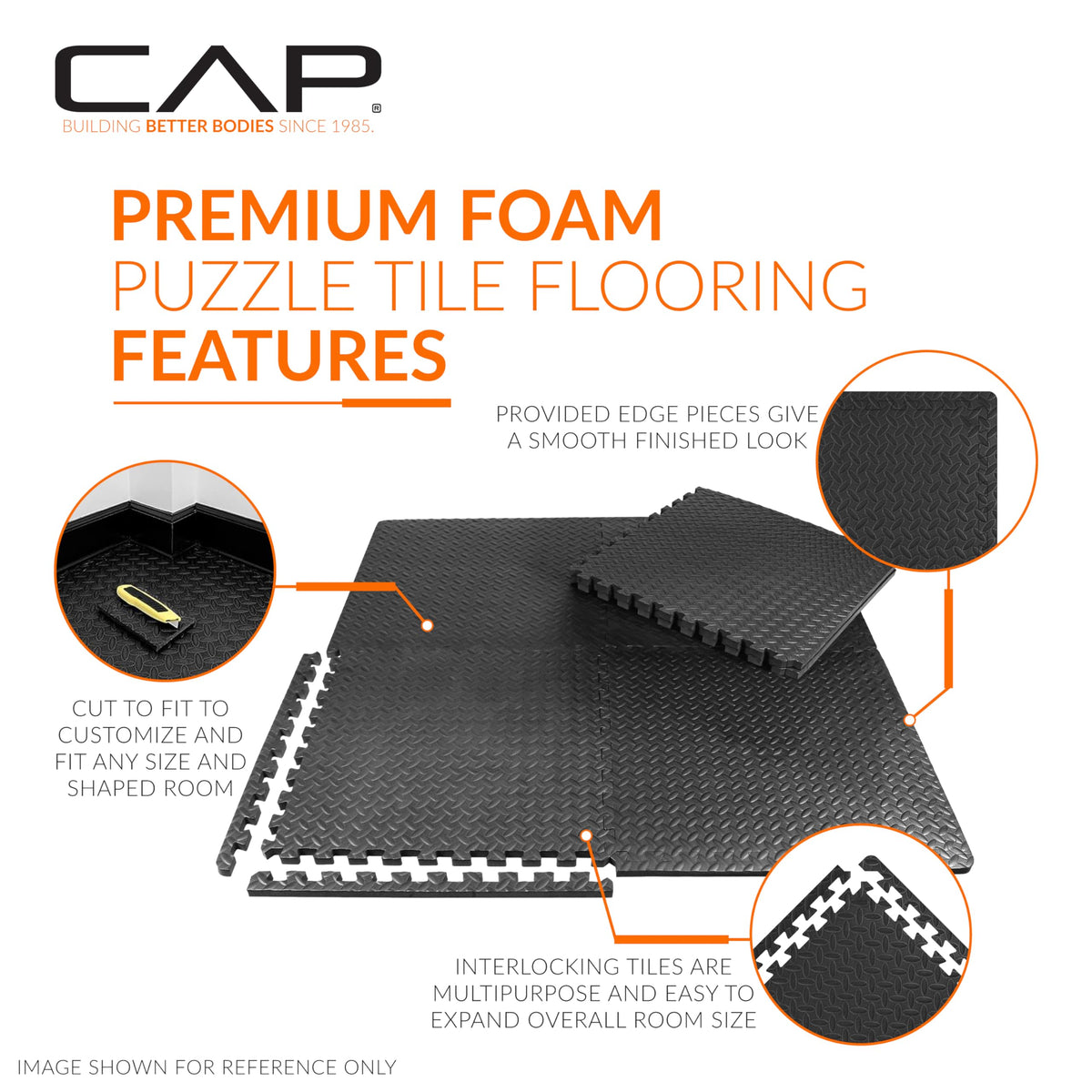 CAP Barbell 1/2-Inch Interlocking EVA Foam Puzzle Mat, 24" x 24"