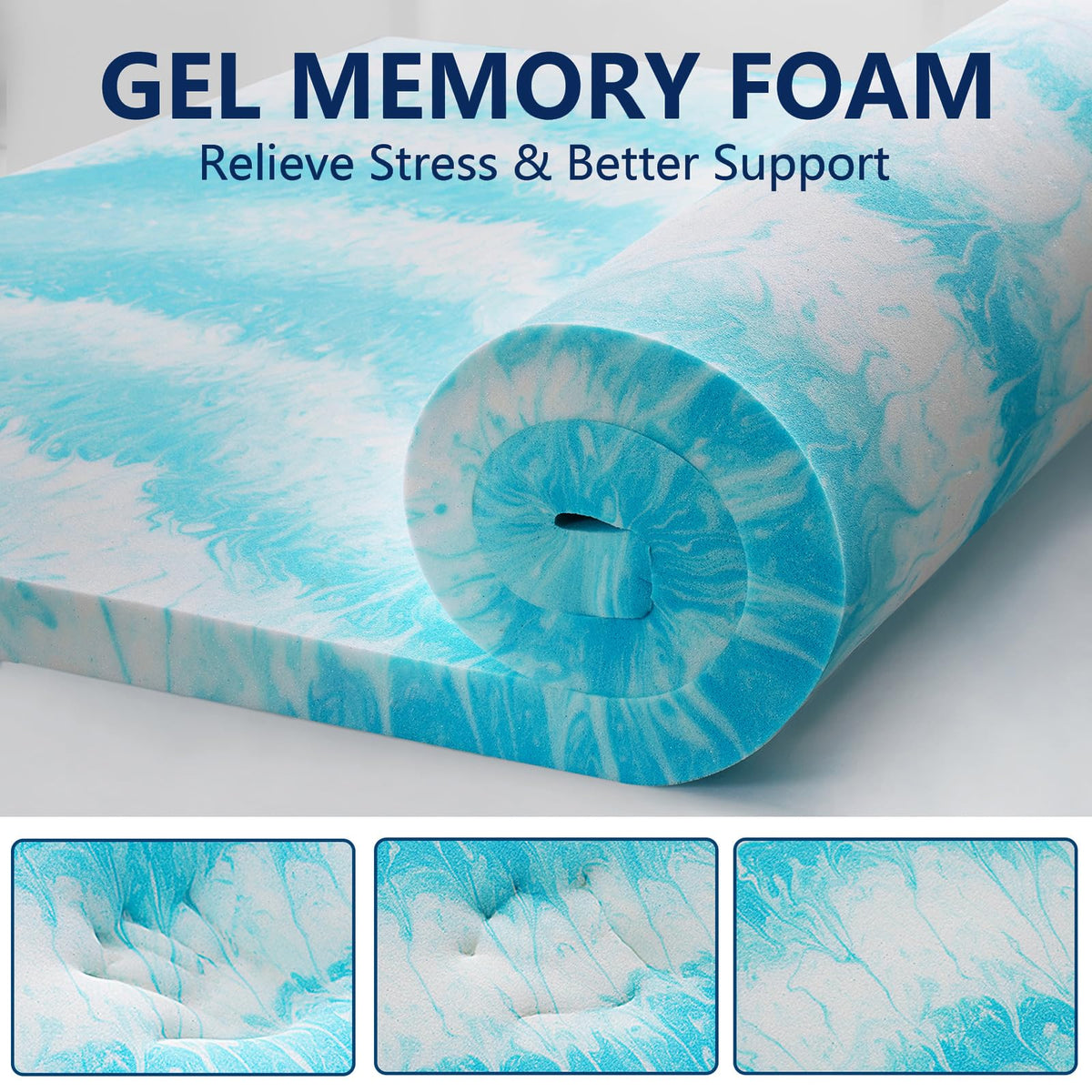 PATSBA Dual Layer Memory Foam Mattress Topper, 3 Inch, Full/Double