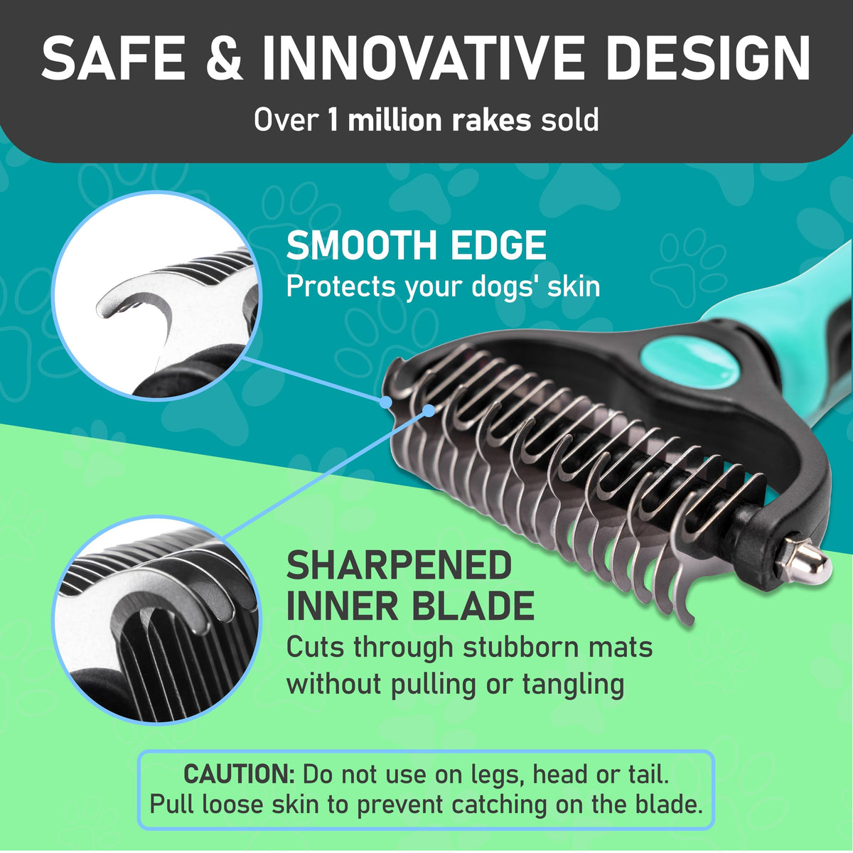 Maxpower Planet Double-Sided Pet Grooming Rake, Turquoise