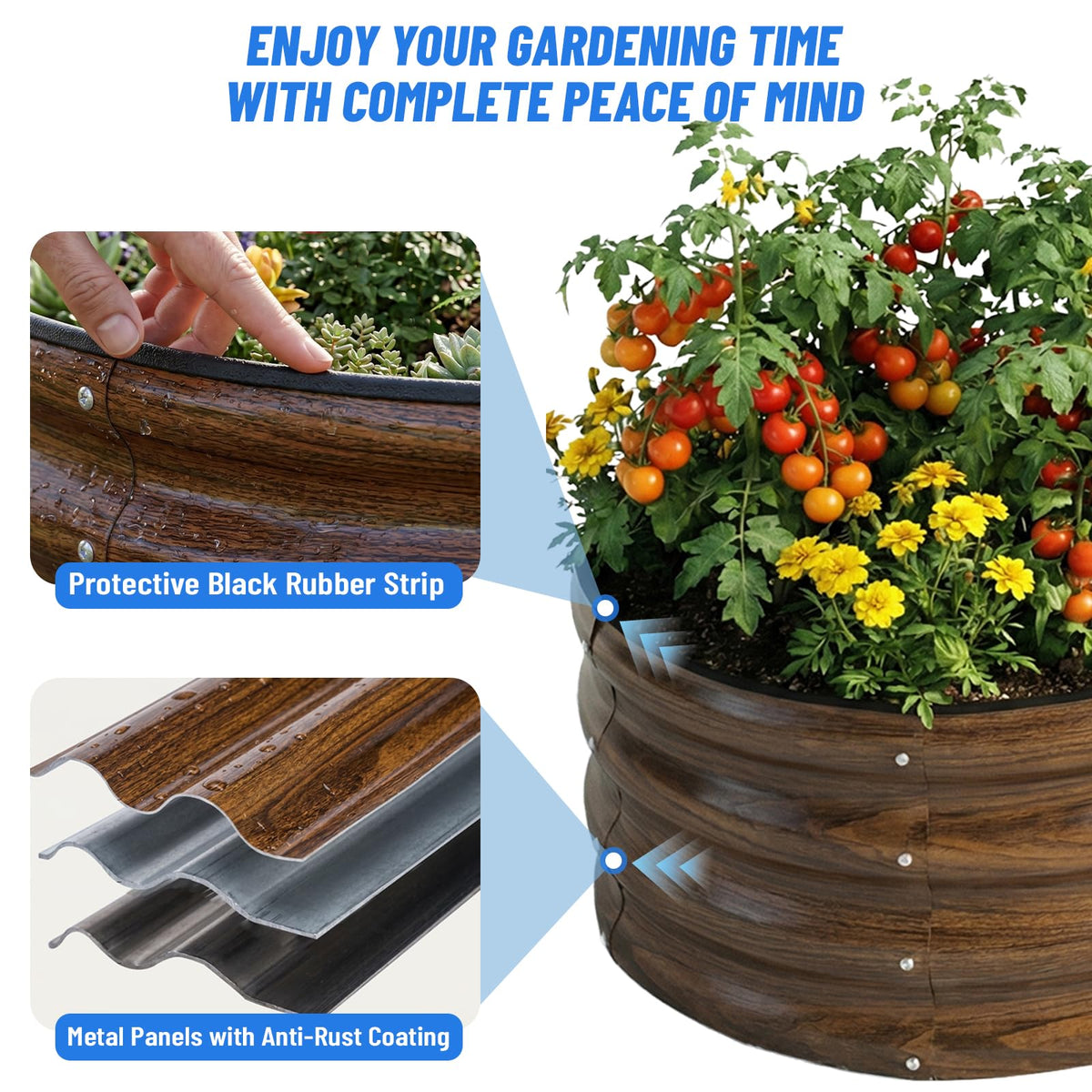 SnugNiture Galvanized Raised Garden Bed, 2 Pieces, 4x2x1 ft, Brown