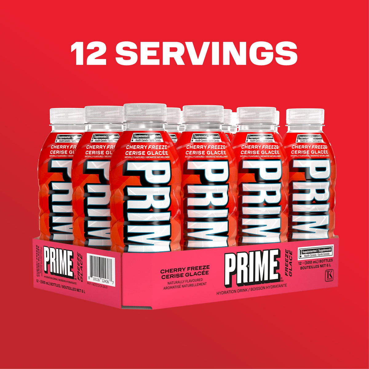 PRIME Hydration Cherry Freeze Sports Drink, 12 x 500 mL