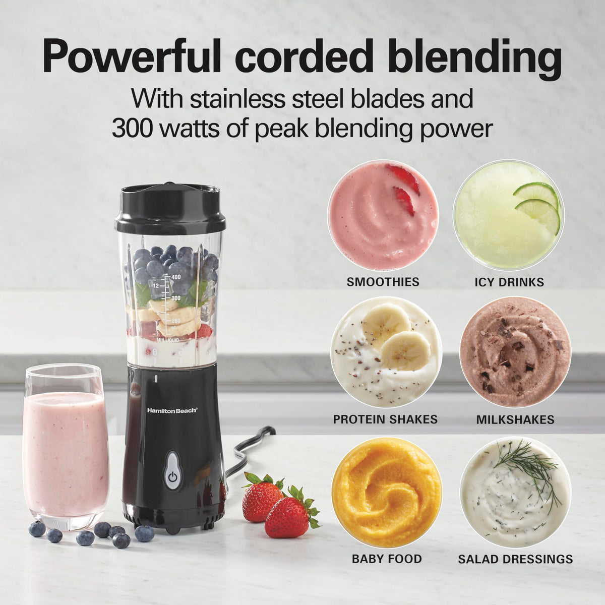 Hamilton Beach Personal Blender with 14 oz Travel Cup, Black (51101BC)