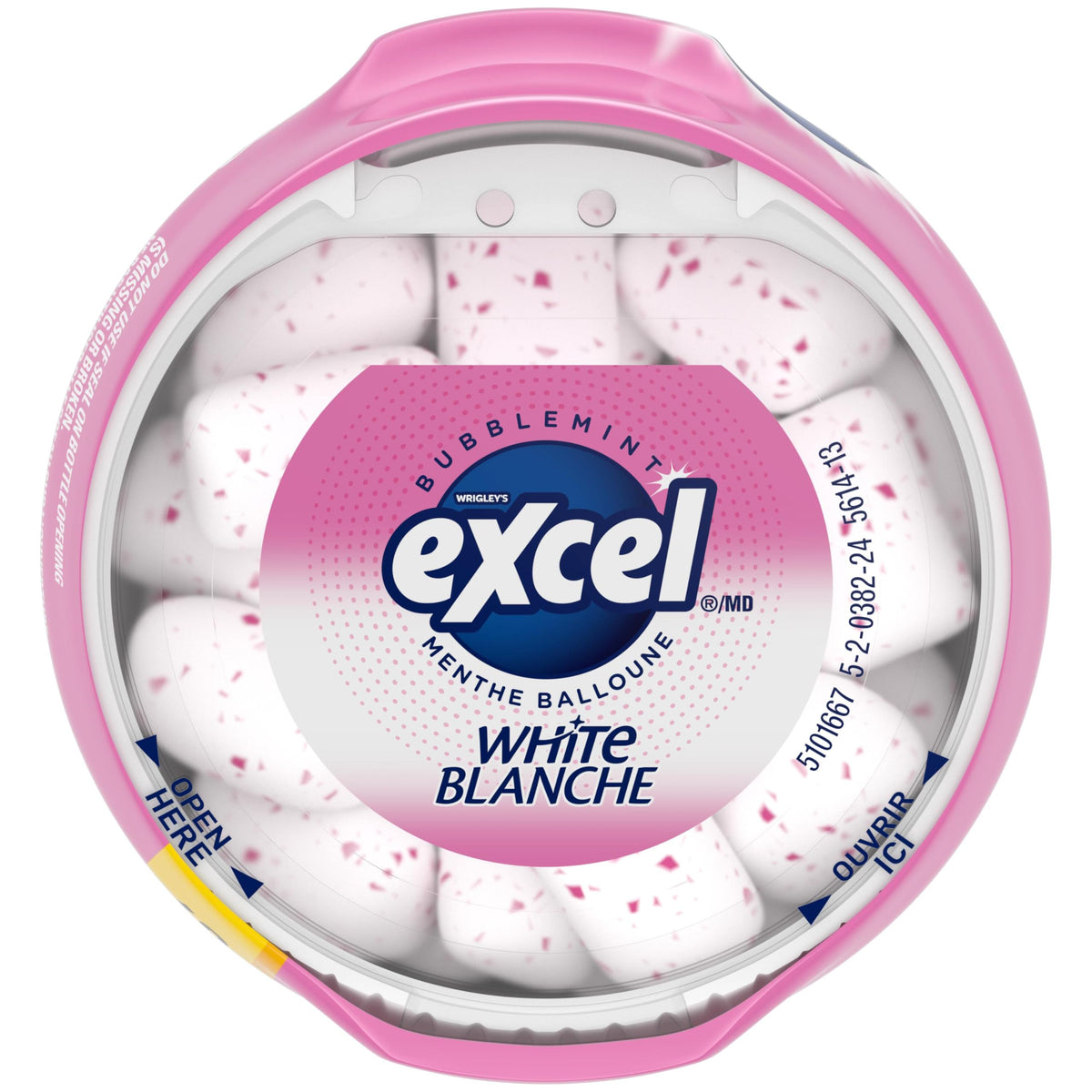 Excel White Bubblemint Sugar-Free Gum, 60 Pieces, 6 Bottles
