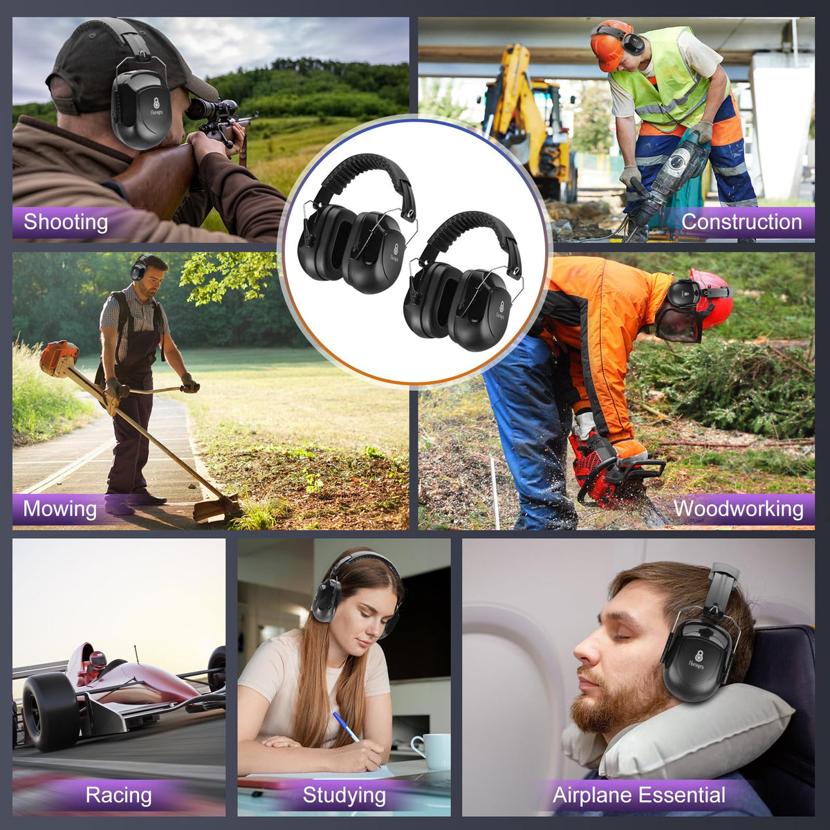 Floriogra Noise Reduction Ear Muffs, SNR 35 dB, 2 Pack