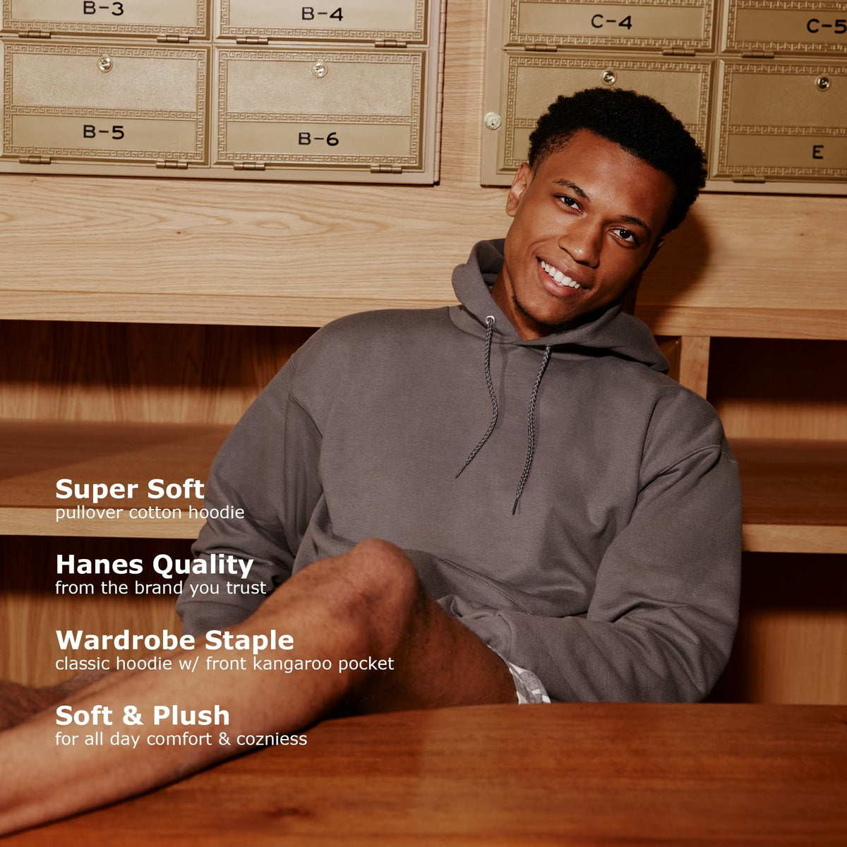 Hanes Men's Pullover EcoSmart Hooded Sweatshirt, Black, X-Large