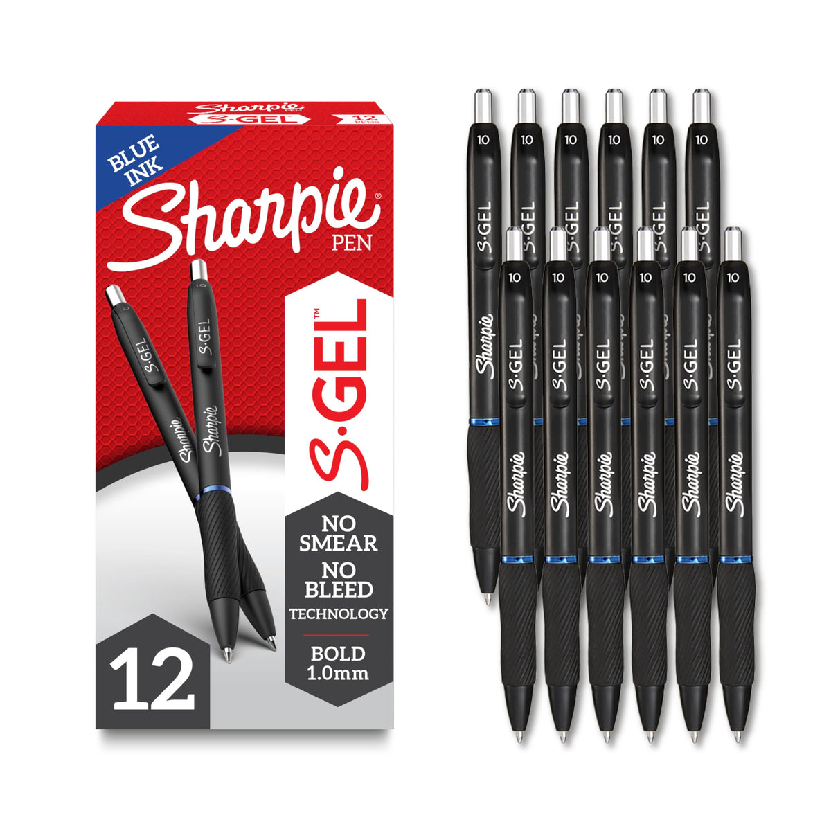 Sharpie S-Gel Gel Pens, Bold Point 1.0 mm, Blue Ink, 12 Count