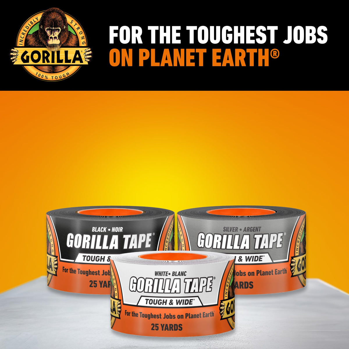 Gorilla Tough and Wide Utility Tape, 2.8 in x 25 yd, White