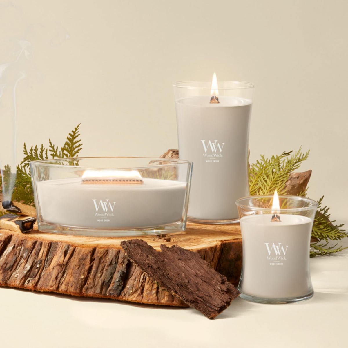WoodWick Hourglass Scented Candle, Wood Smoke, 21.5 oz