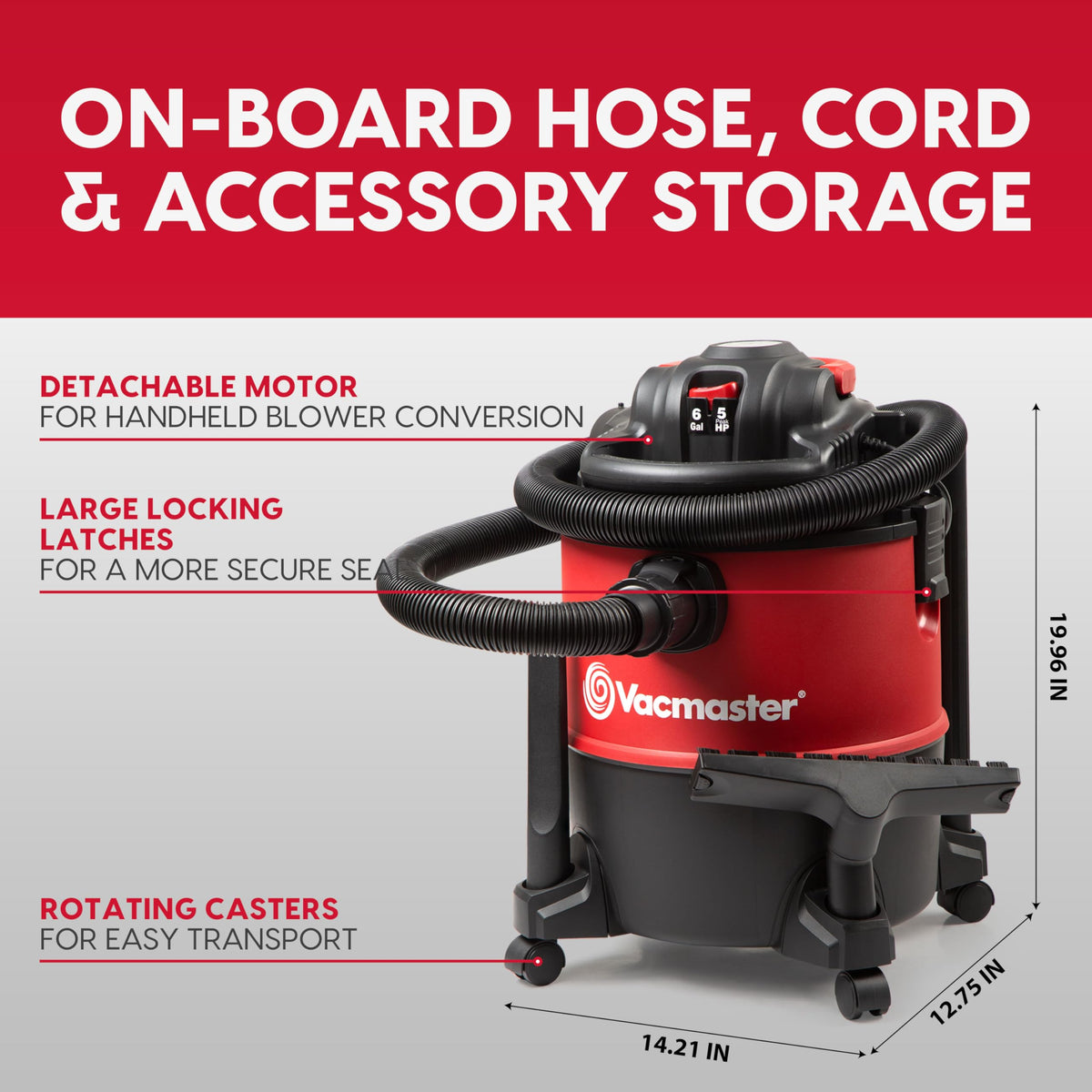 Vacmaster VBVB611PF 6 Gal Wet/Dry Vac with Detachable Blower
