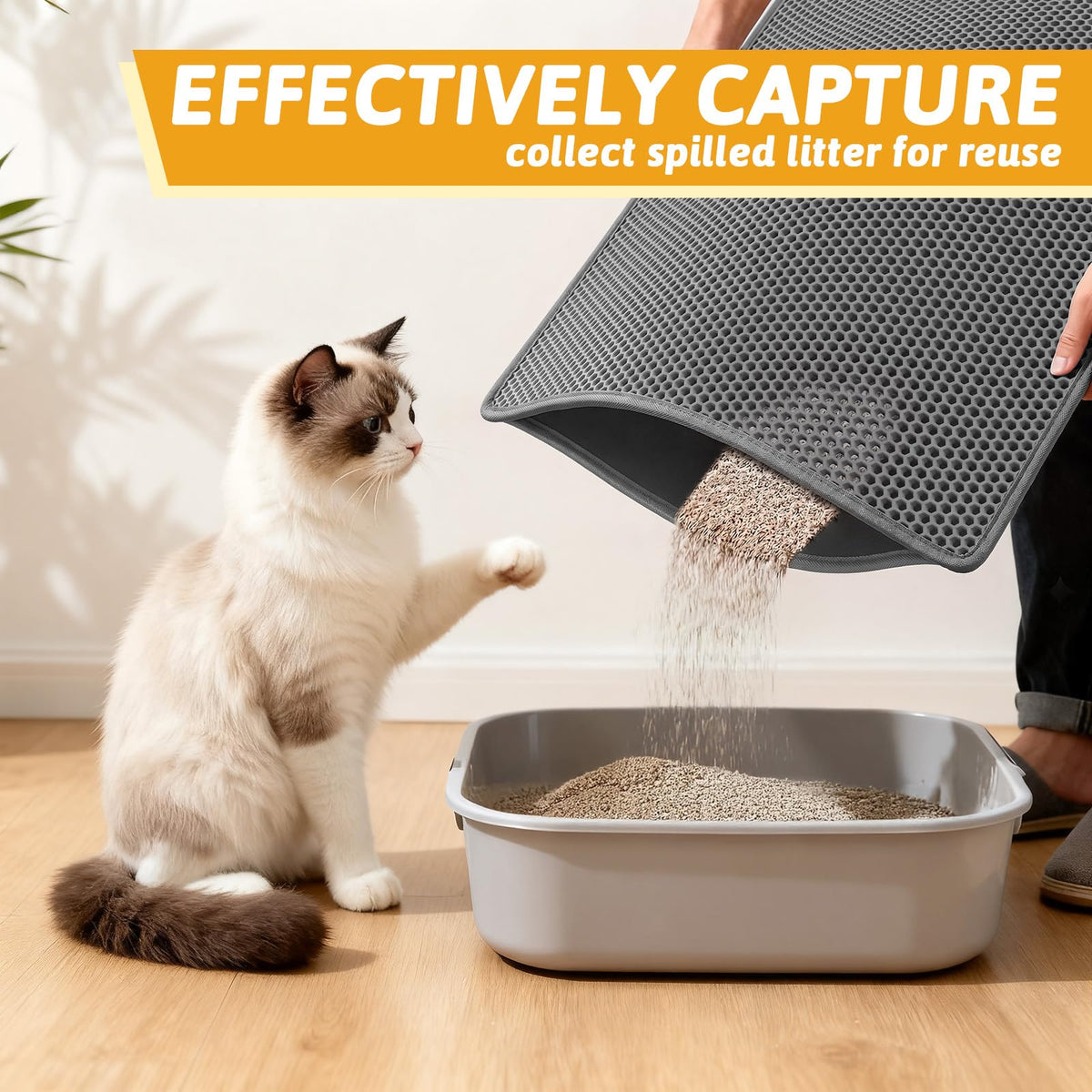 Pieviev Honeycomb Double Layer Cat Litter Mat, 76 x 61 cm, Grey