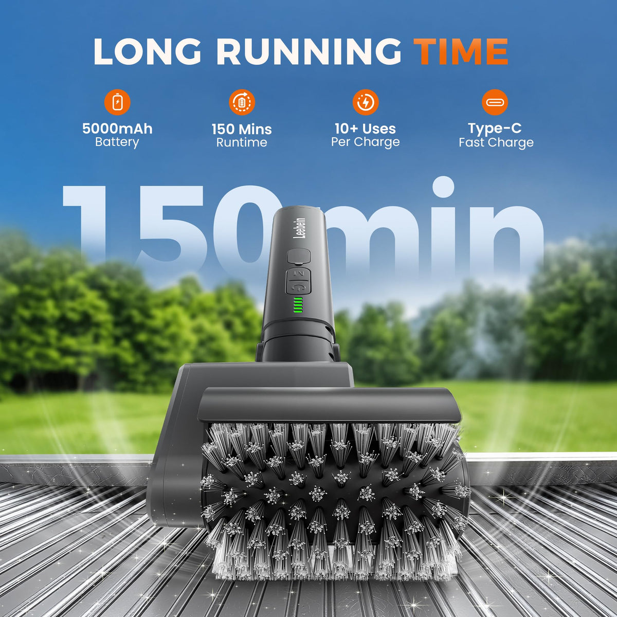 Leebein Cordless Electric Grill Brush with 3 Heads