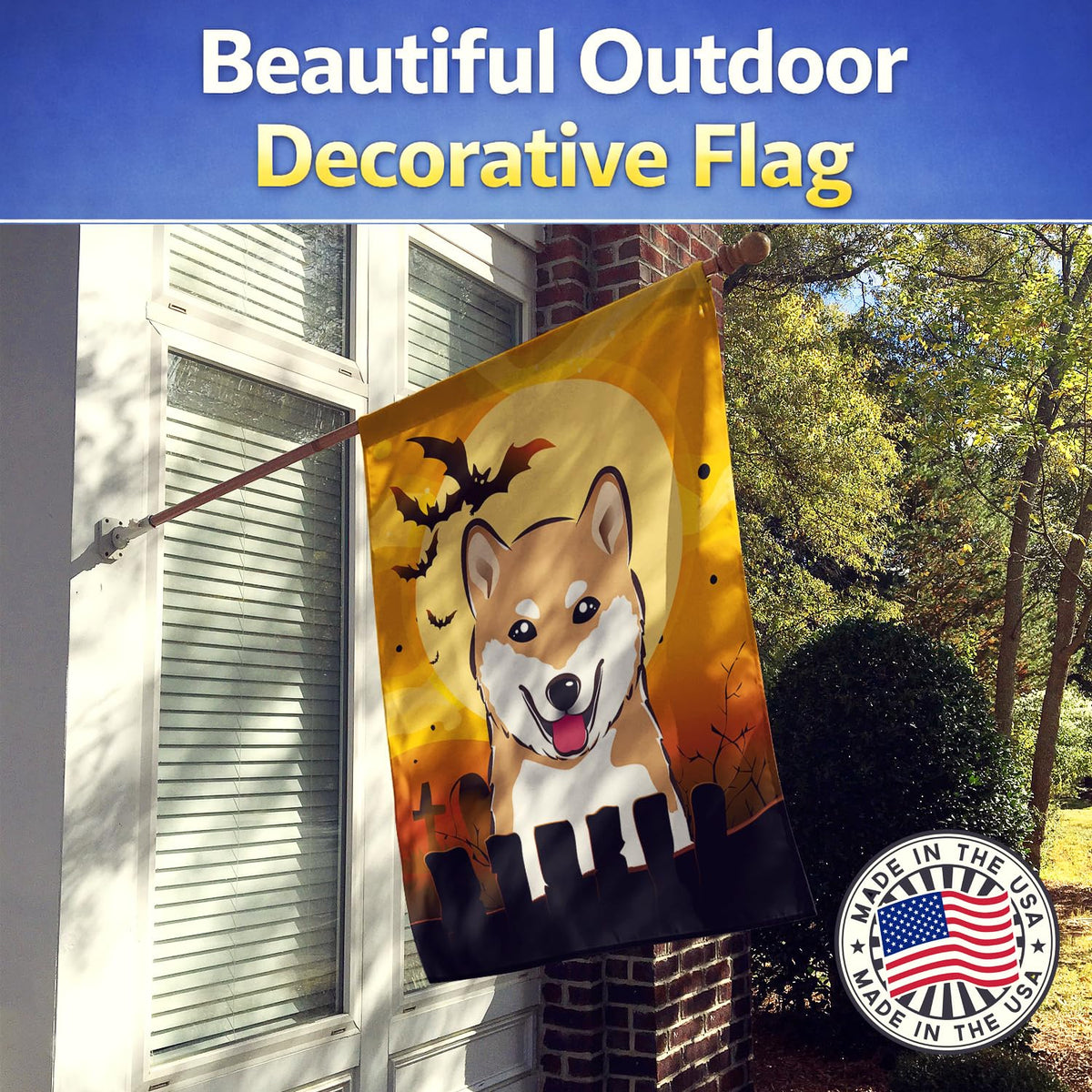 Caroline's Treasures Halloween Shiba Inu House Flag, Large
