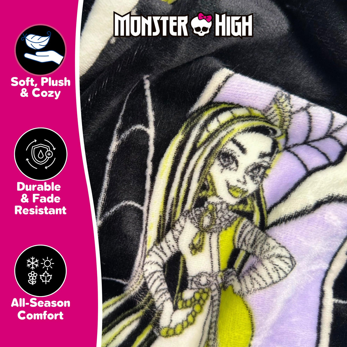Franco Monster High Halloween Plush Throw Blanket, 50 x 70 Inch