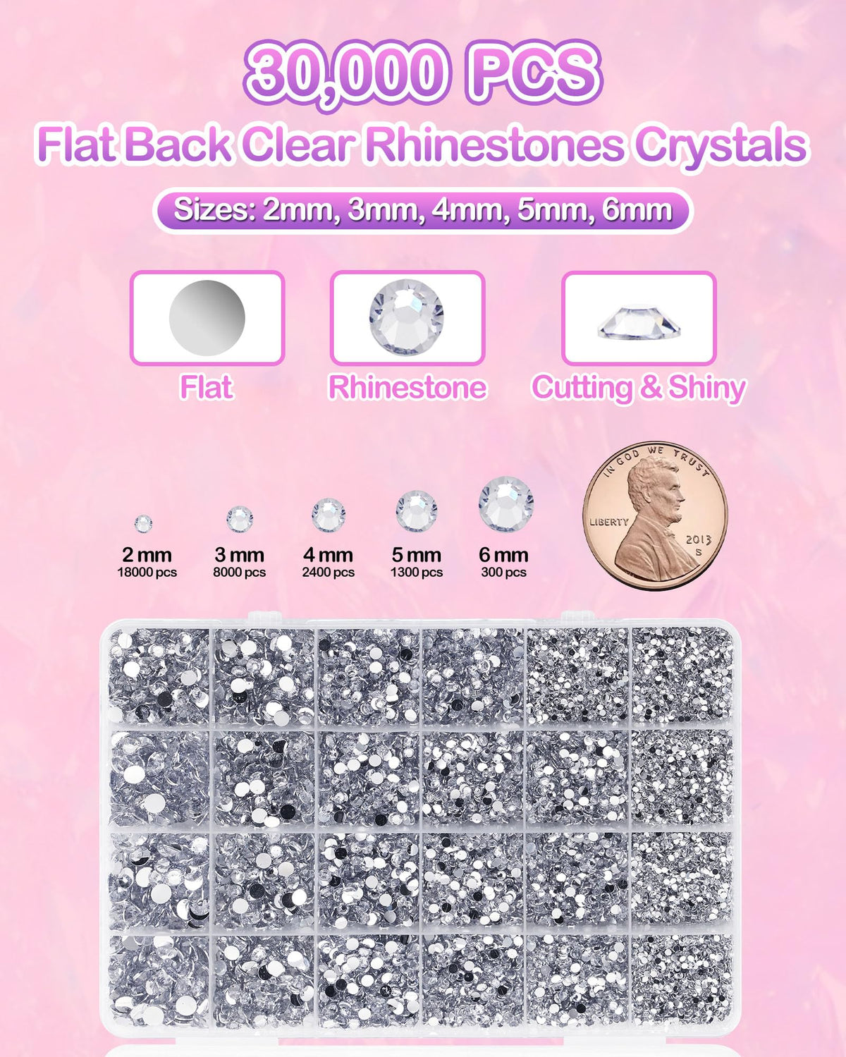Bedazzling Kit, 62000 Pieces, 64 Cells, with B7000 Glue