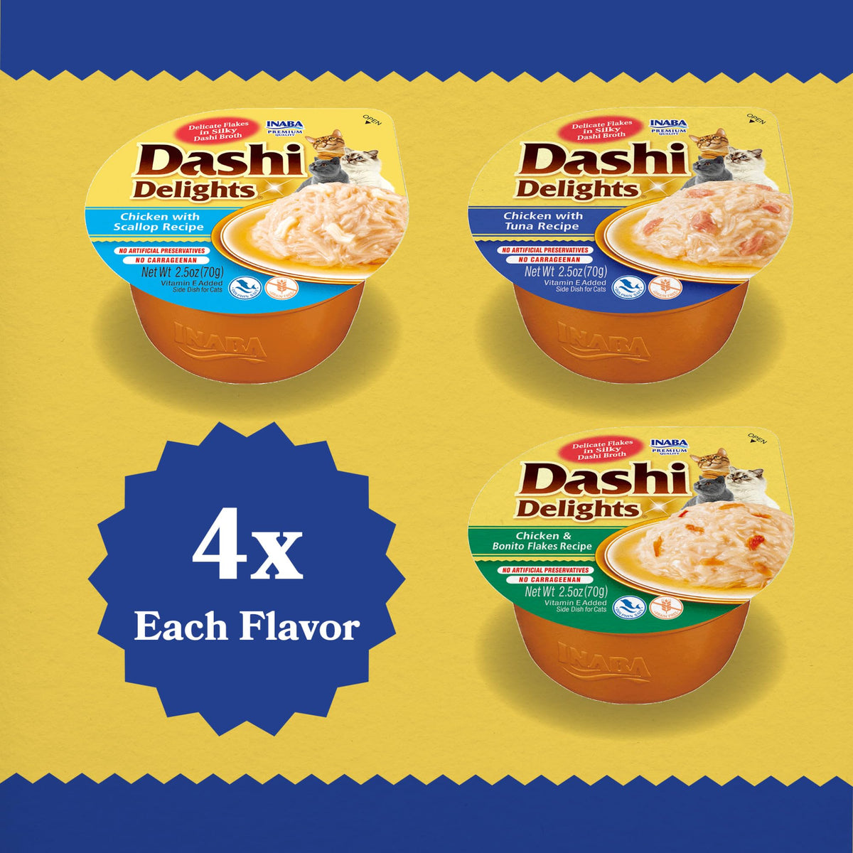 INABA Dashi Delights Cat Food Topper, Seafood Variety, 12 x 70 g