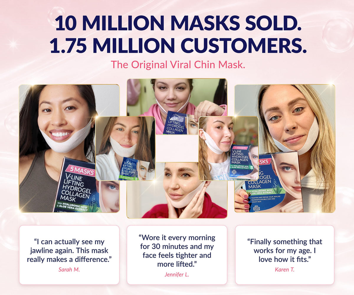 Stylia V Line Lifting Collagen Face Mask with Chin Strap, 10PC