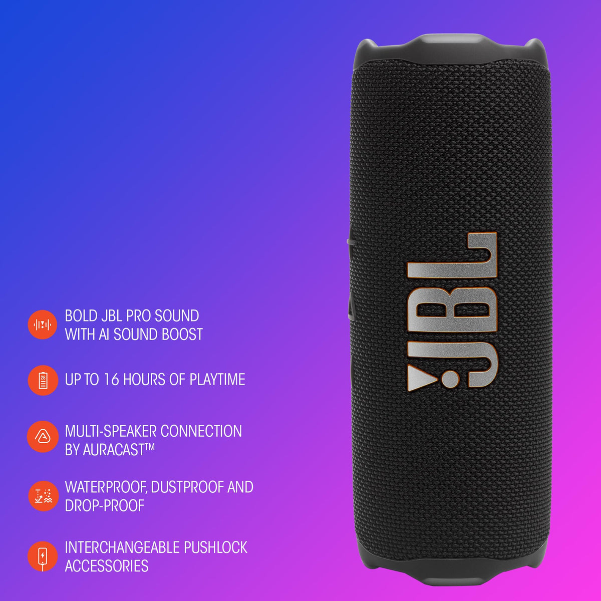 JBL Flip 7 Portable Waterproof Speaker, Purple