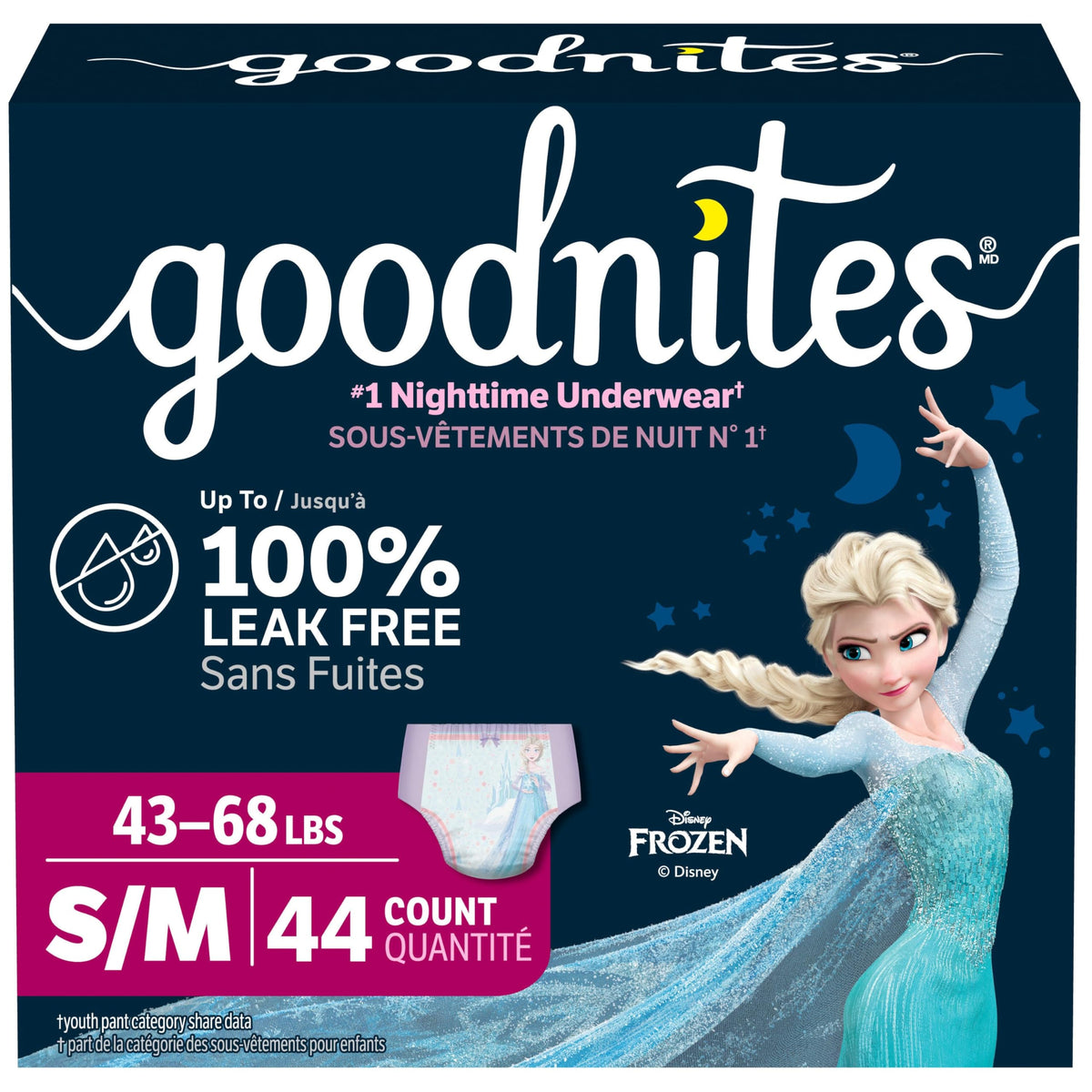 Huggies Goodnites Girls Bedwetting Underwear, Size S/M, 44 Count
