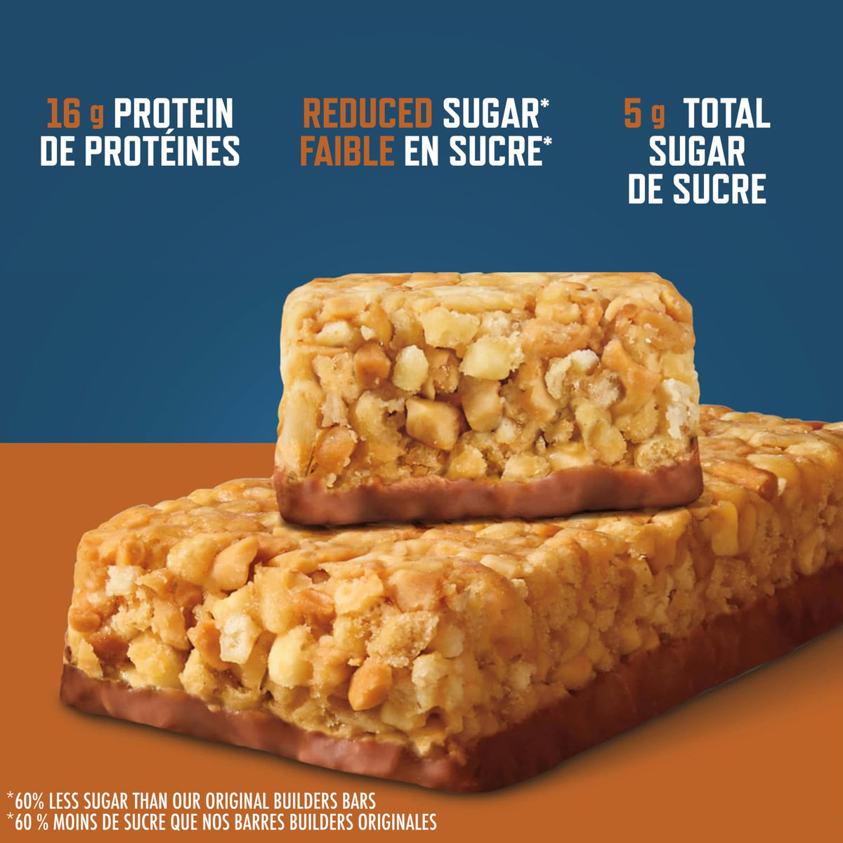 CLIF Builders Low Sugar Protein Bar, Peanut Butter Chocolate, 12 Pack