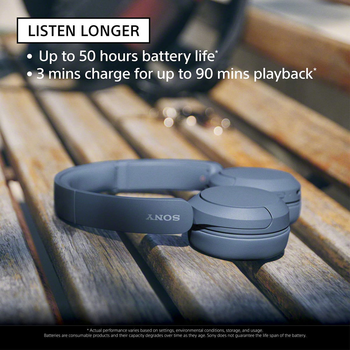 Sony WH-CH520 Wireless On-Ear Headphones, Blue