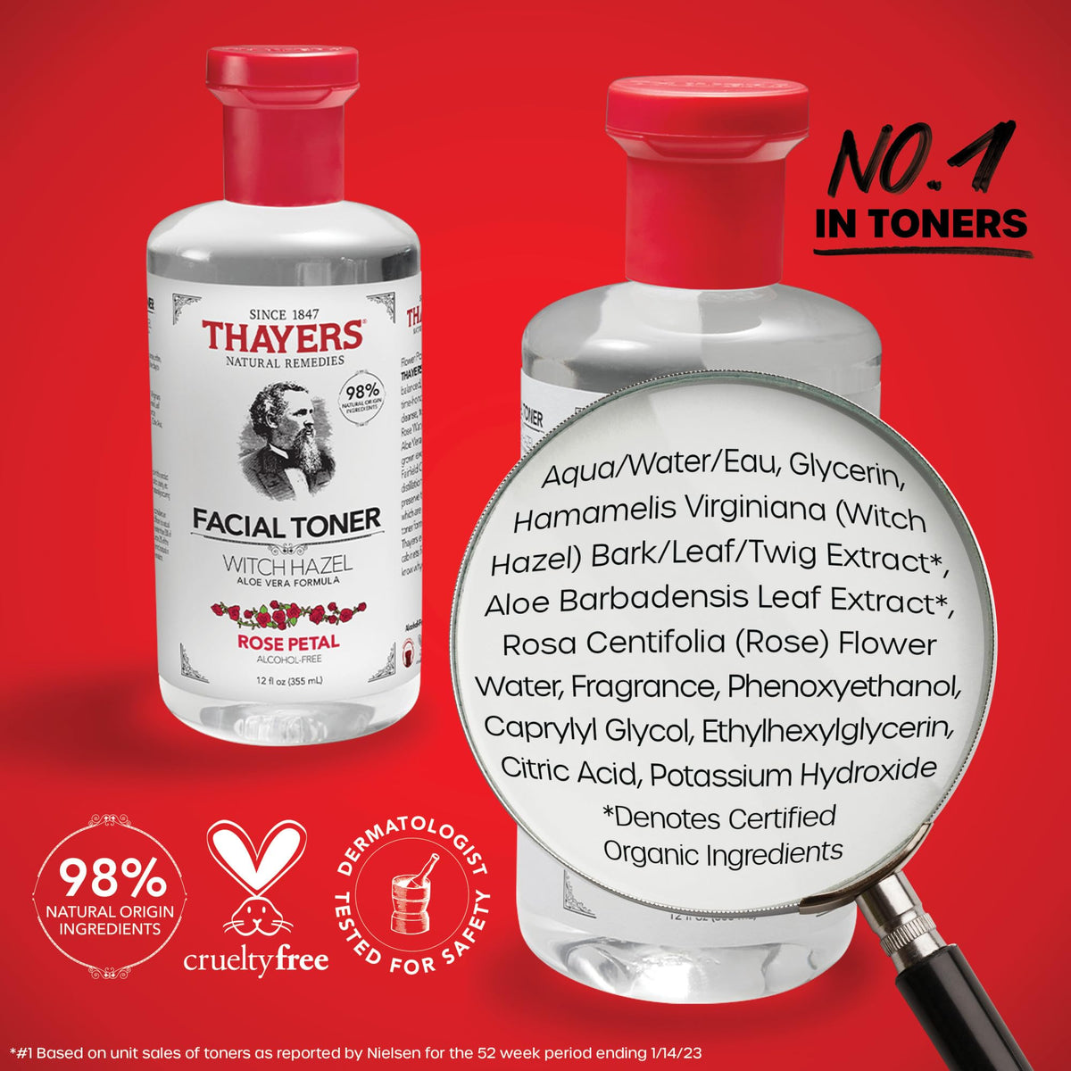 Thayers Alcohol-Free Rose Petal Witch Hazel Toner, 2 x 355 ml