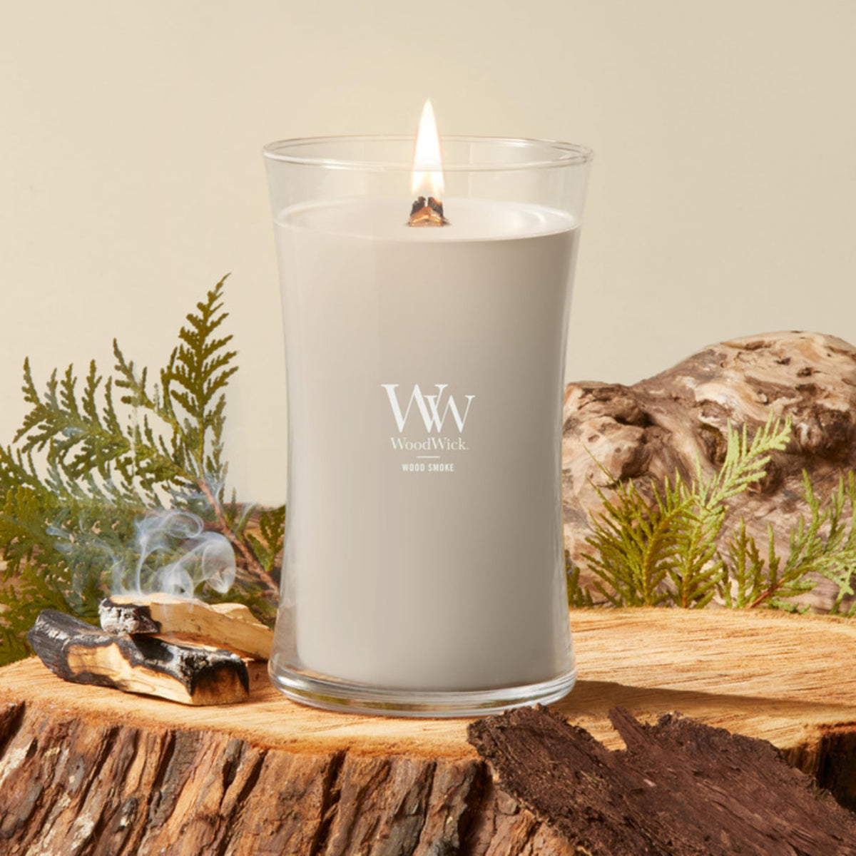 WoodWick Hourglass Scented Candle, Wood Smoke, 21.5 oz