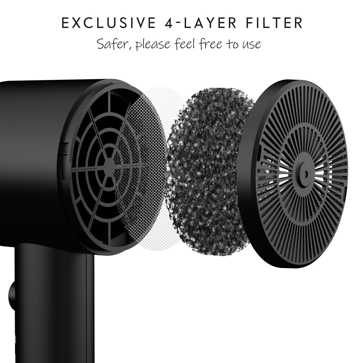AINA Diffuser Hair Dryer, 1600 W, Vader Black