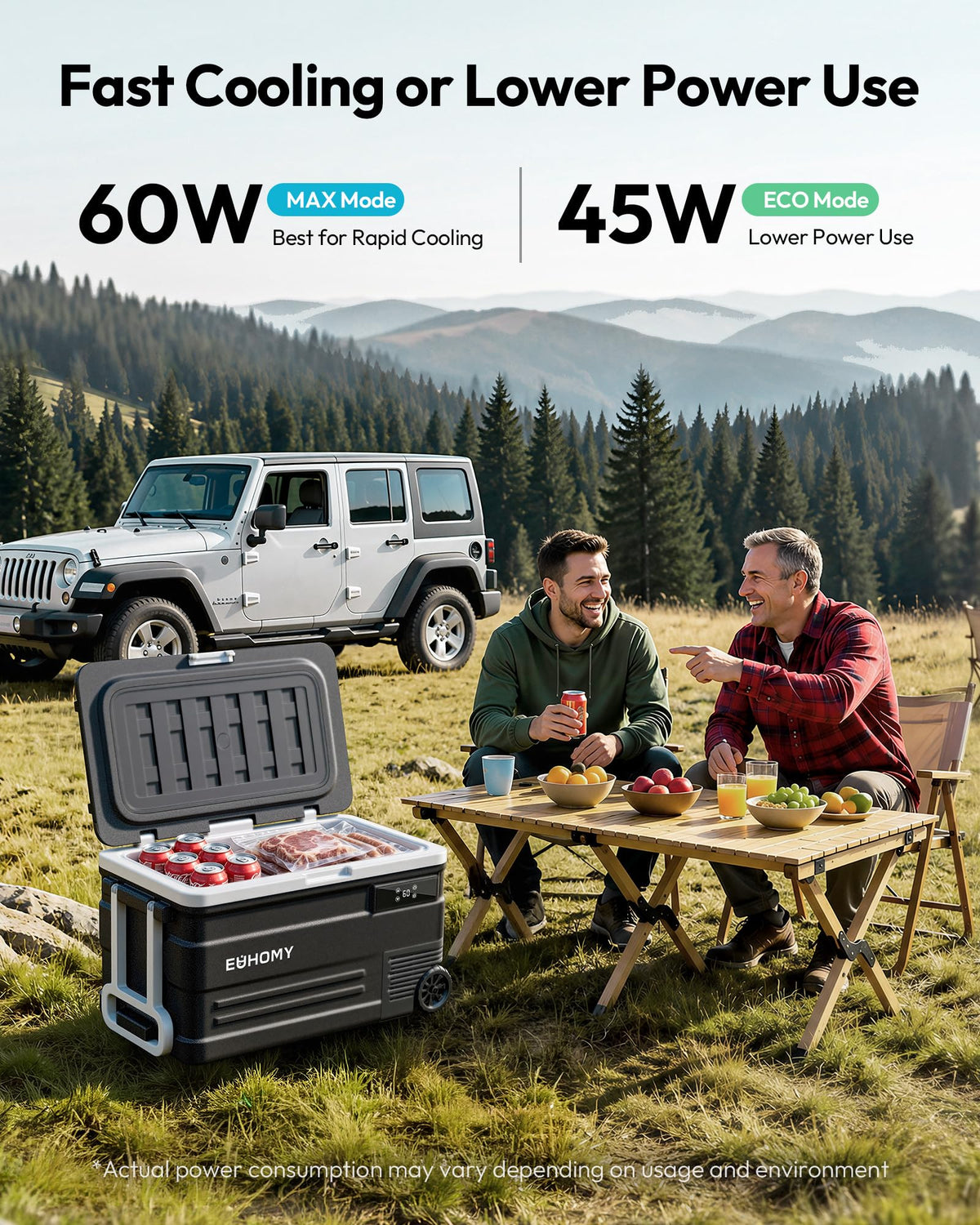 EUHOMY 12 V Portable Compressor Car Fridge, 75 L, Black