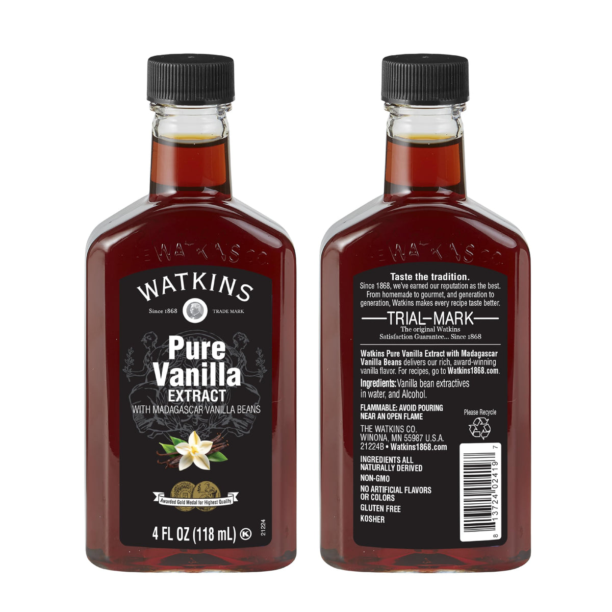 Watkins Pure Vanilla Extract with Madagascar Vanilla Beans, 118 ml