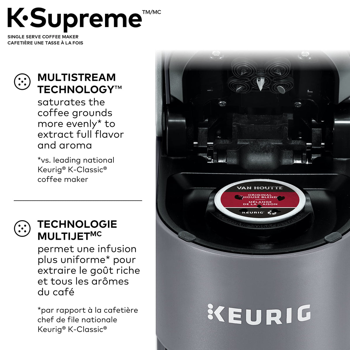 Keurig K-Supreme Single Serve Coffee Maker, Grey