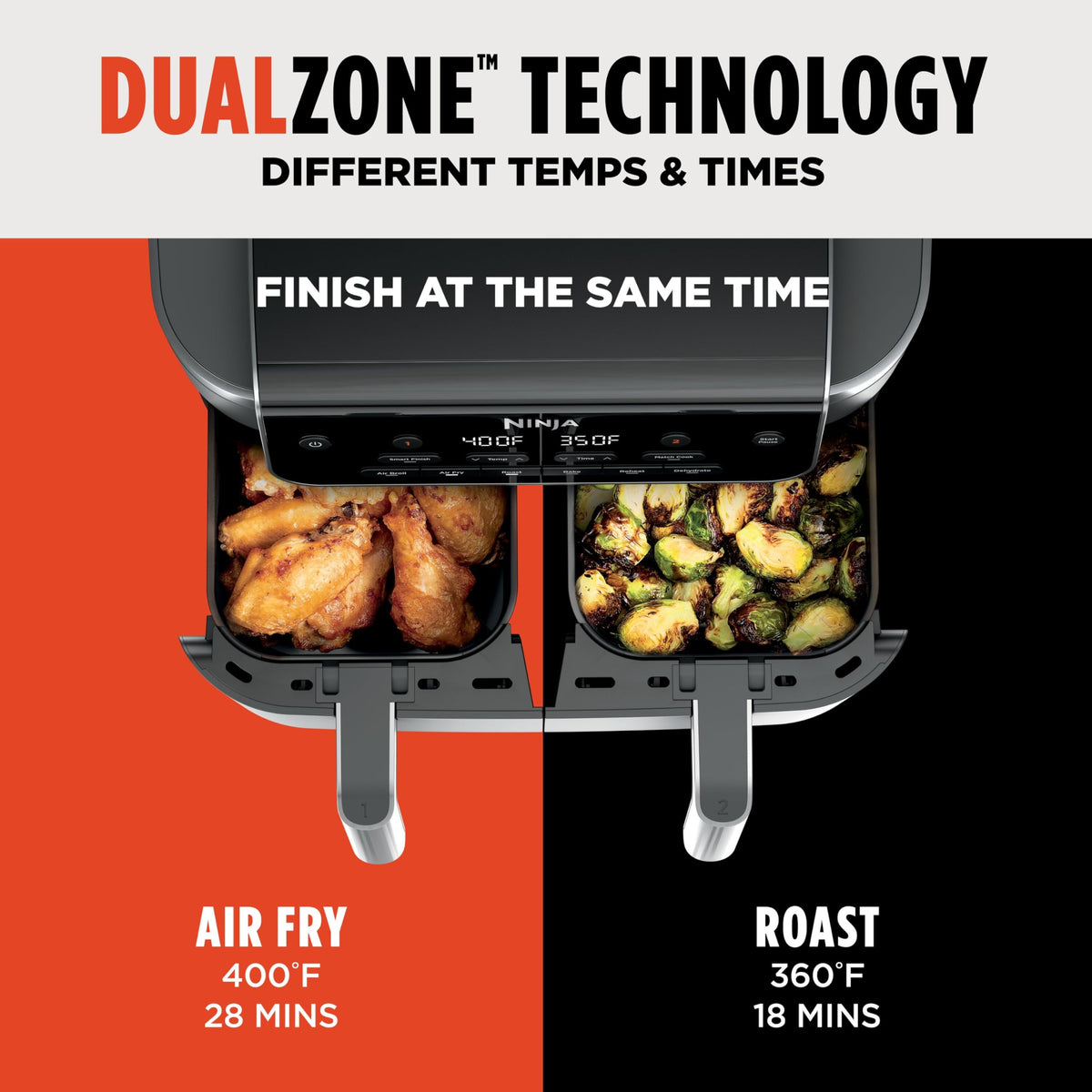 Ninja DualZone 8-Qt Air Fryer with 2 Baskets, DZ801C