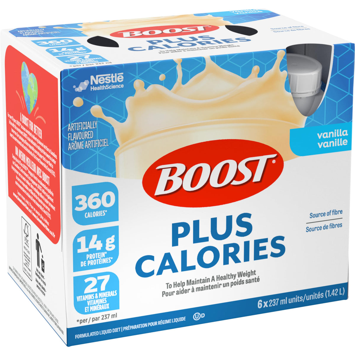 Boost Plus Complete Nutrition Drink, Vanilla, 6 x 237 mL