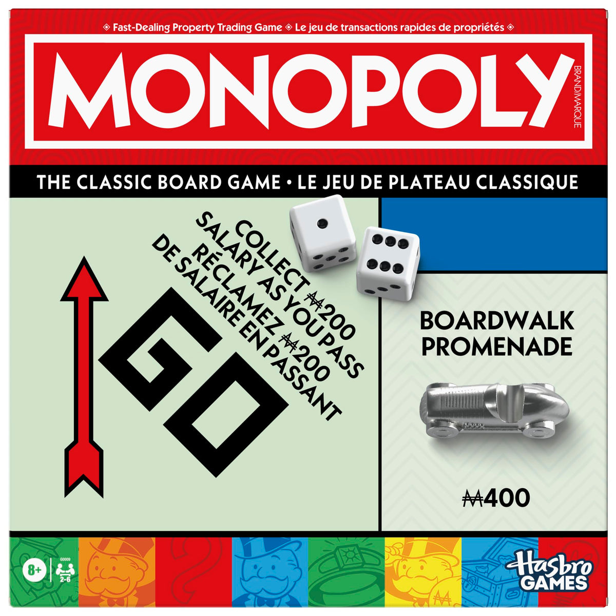 Monopoly Board Game, Classic, English & French, 2 to 6 Players
