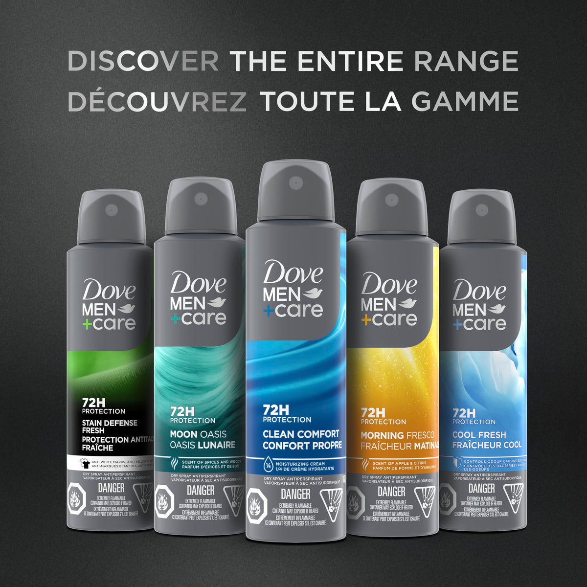 Dove Men+Care Dry Spray Antiperspirant, Clean Comfort, 107 g, 3 Pack