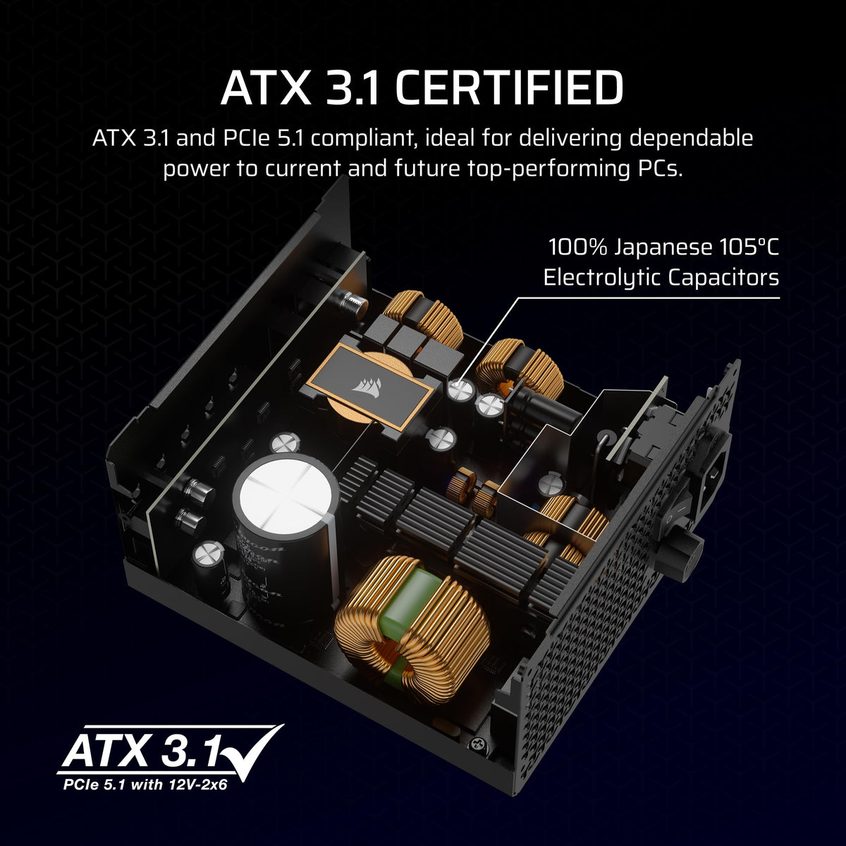 Corsair RM1000x Fully Modular ATX Power Supply, Black
