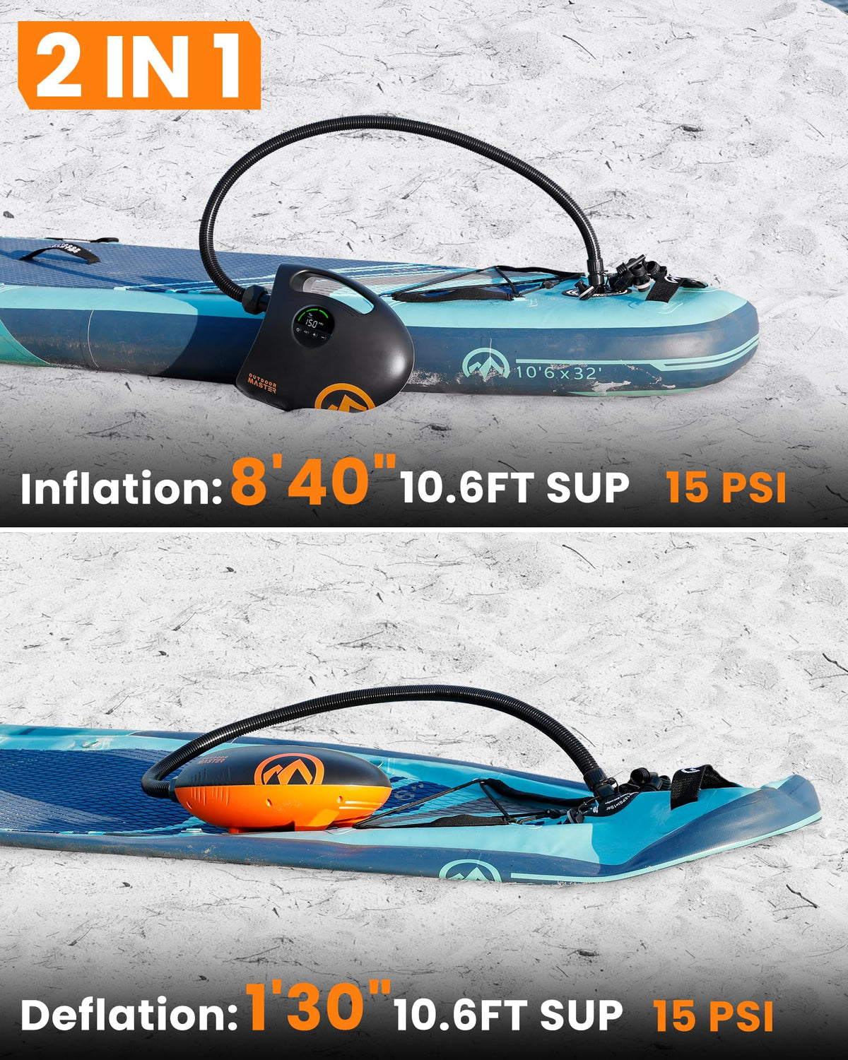 OutdoorMaster Shark 2S Electric Paddle Board Pump, 88.8Wh