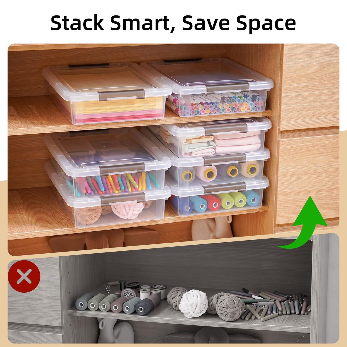 Citylife Plastic Storage Bins with Latching Lids, 3 Pieces, Clear