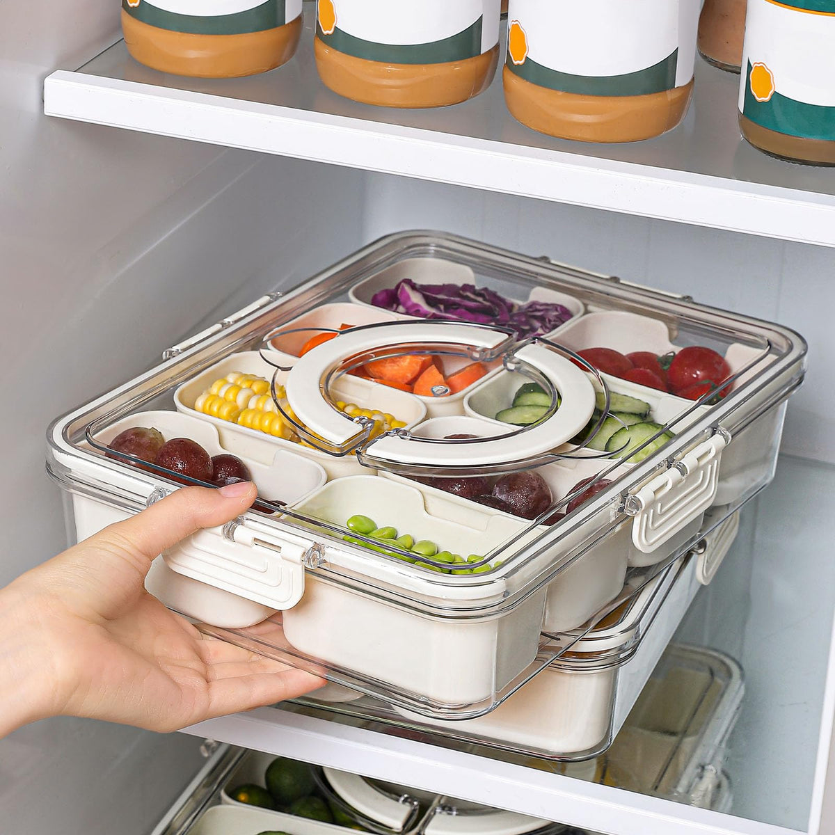 Divided Snackle Box Container with Lid & Handle