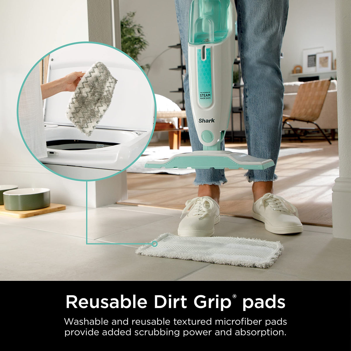 Shark S1000C Steam Mop, White/Seafoam Blue (Canadian Version)