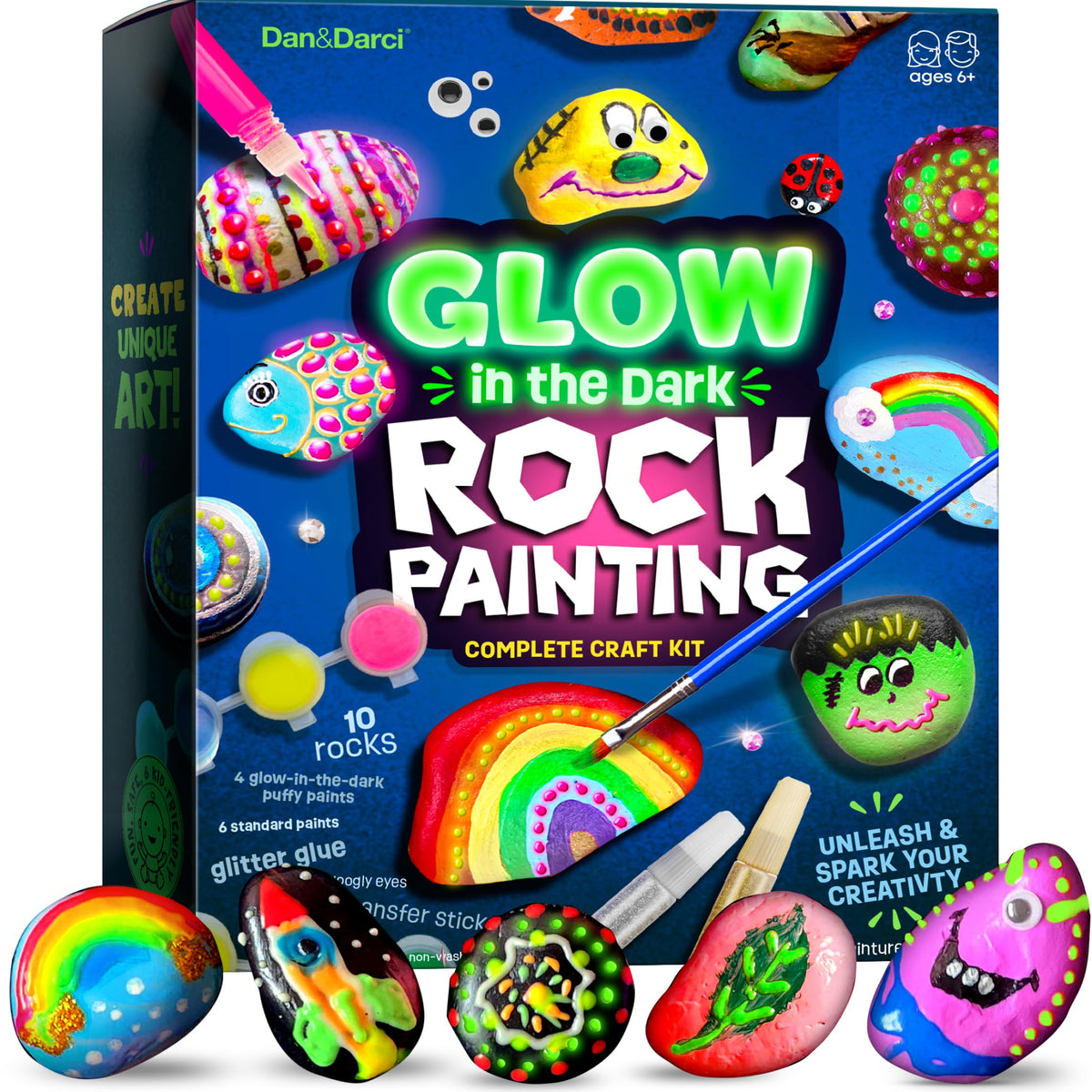 Kids Rock Painting Kit - Glow in The Dark