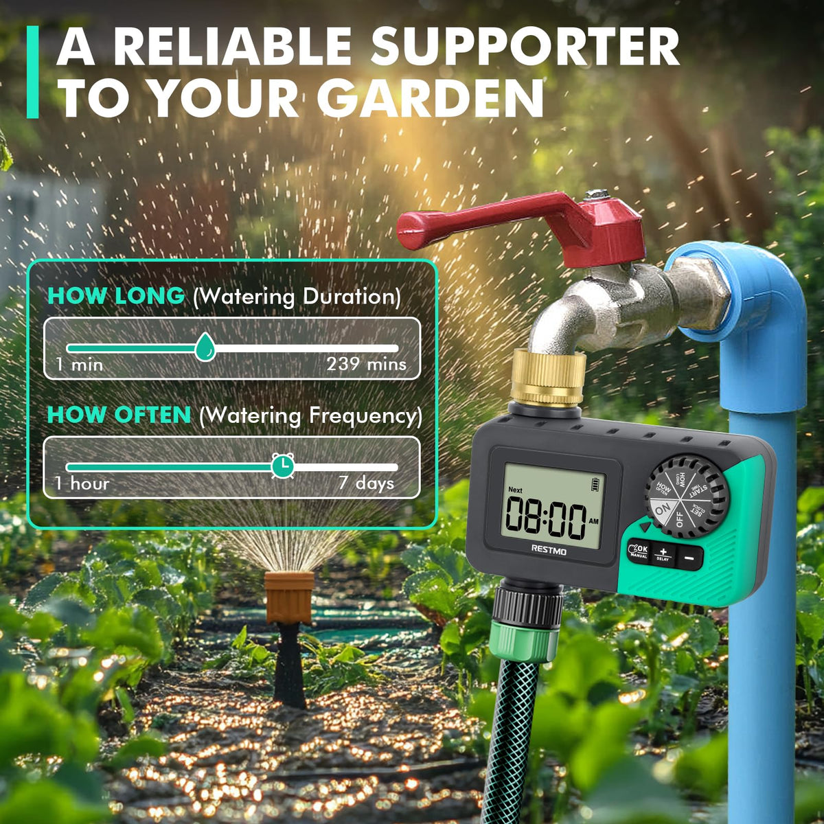 RESTMO Programmable Garden Hose Water Timer with Brass Inlet