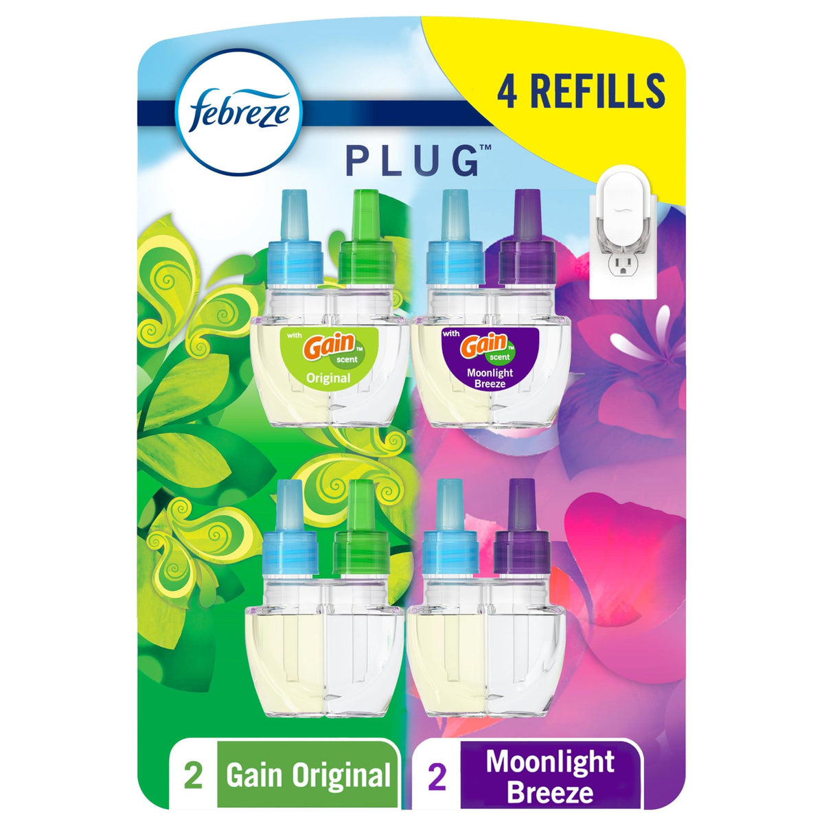 Febreze Plug In Scented Oil Refills, Gain Scents, 4 Count