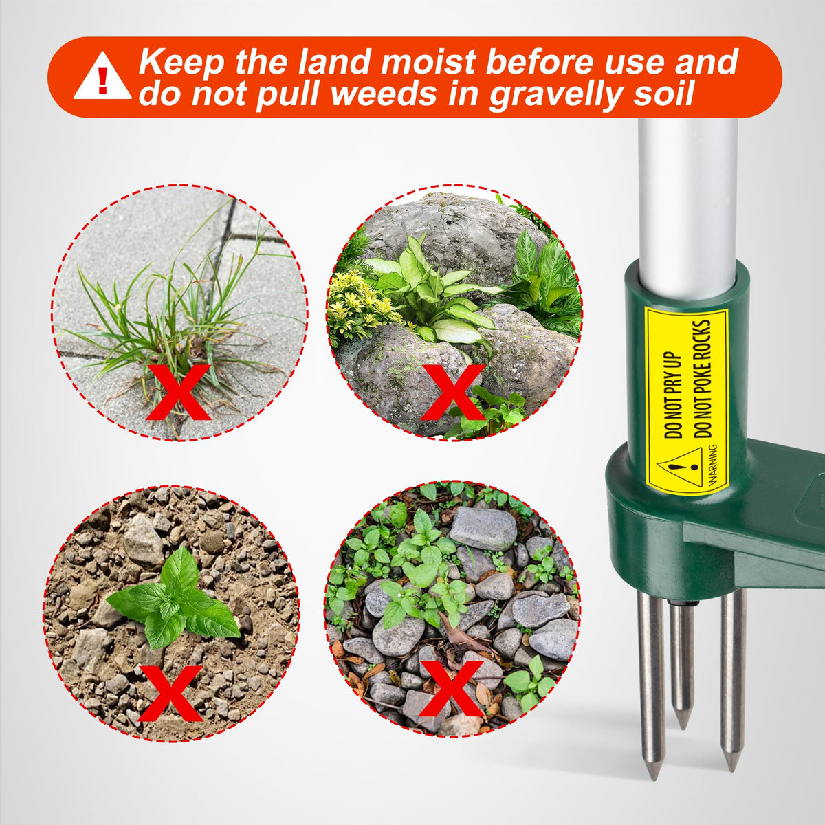 Walensee Stand Up Weed Puller, Long Handle, 3 Claws