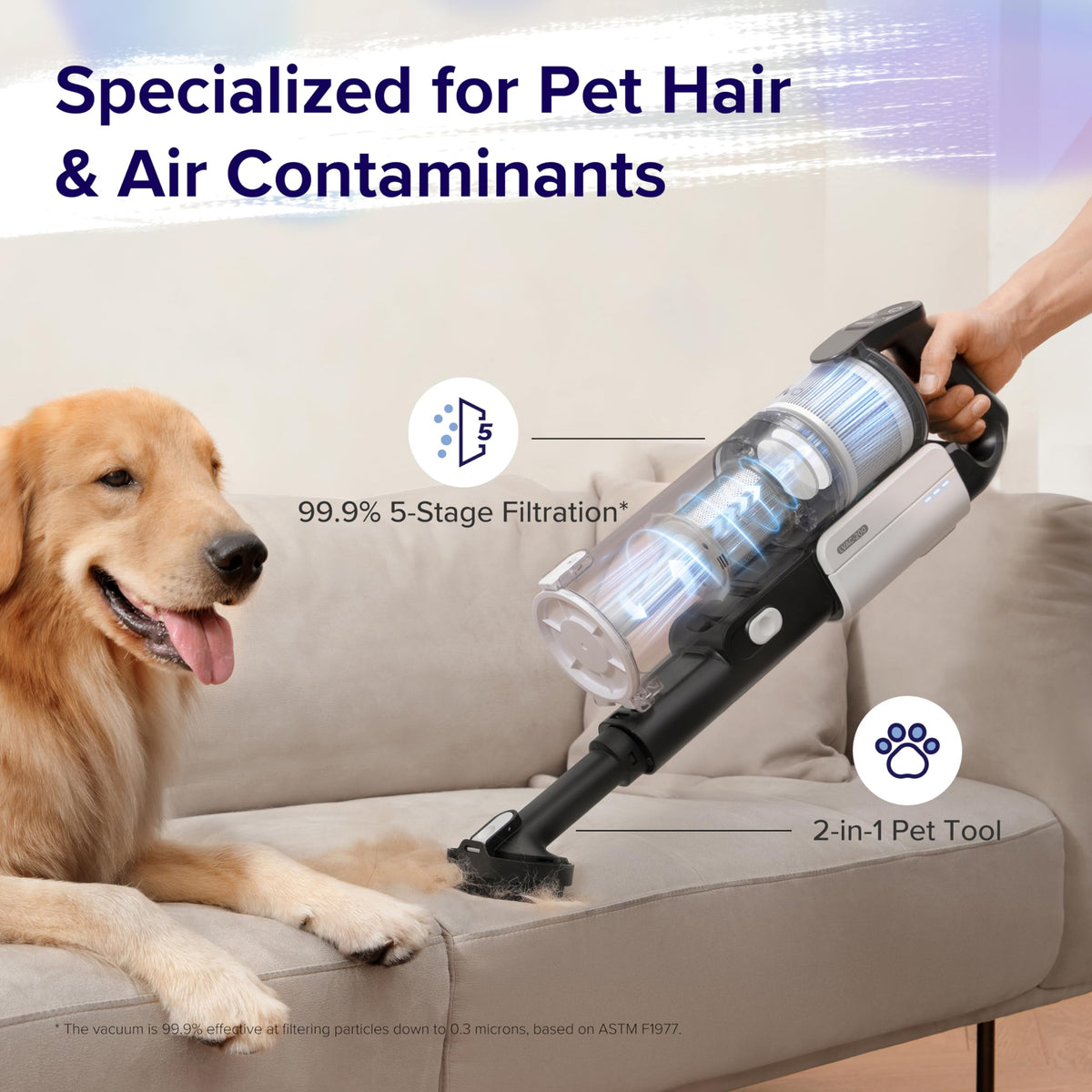 Levoit Cordless Stick Vacuum Cleaner, 50 Minute Runtime