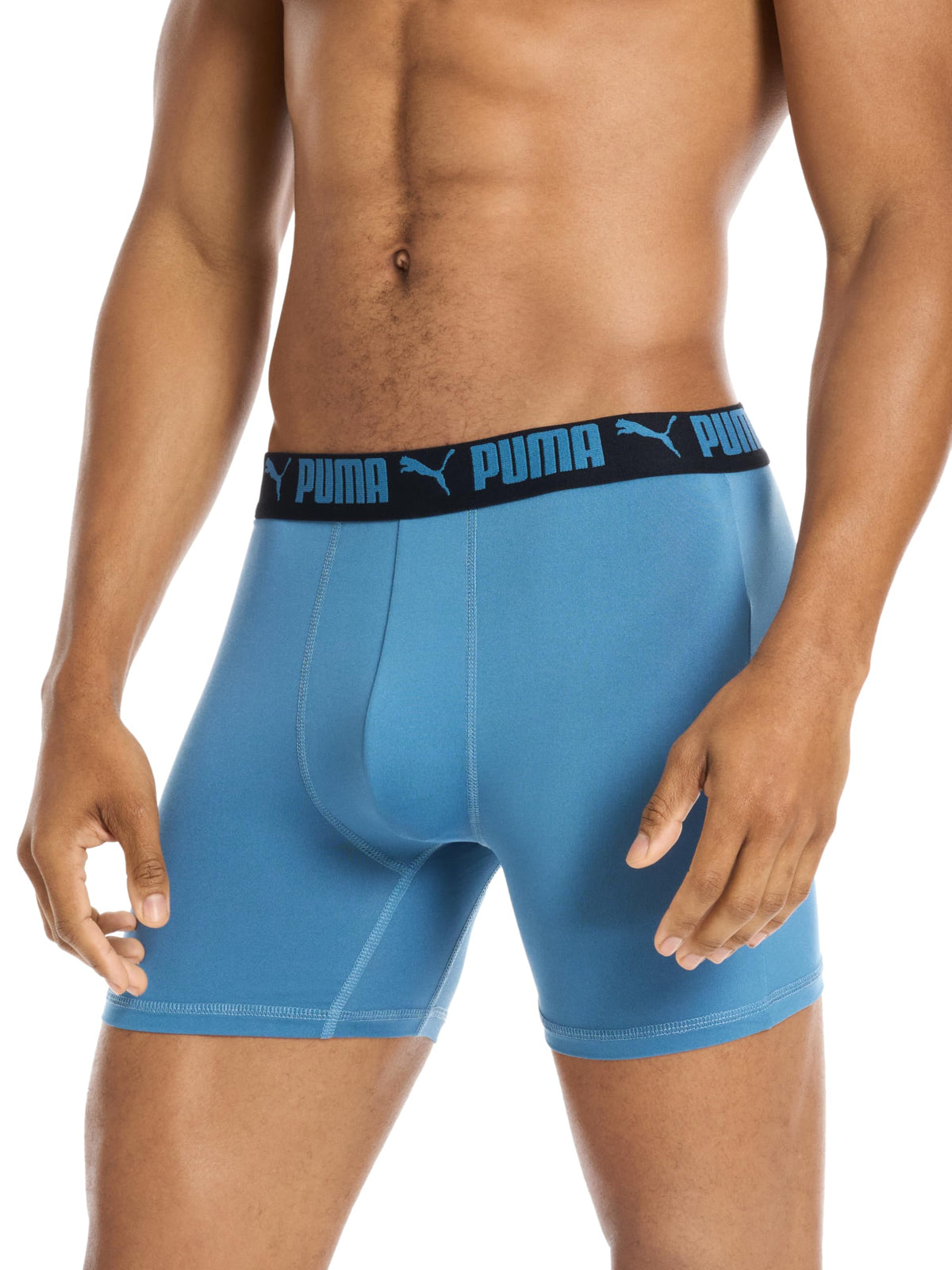 Puma Men's 4 Pack Active Stretch Boxer Briefs, Blue Combo