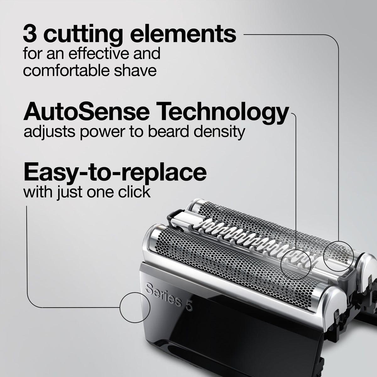 Braun Series 5 52S Shaver Head Replacement Cassette, Silver