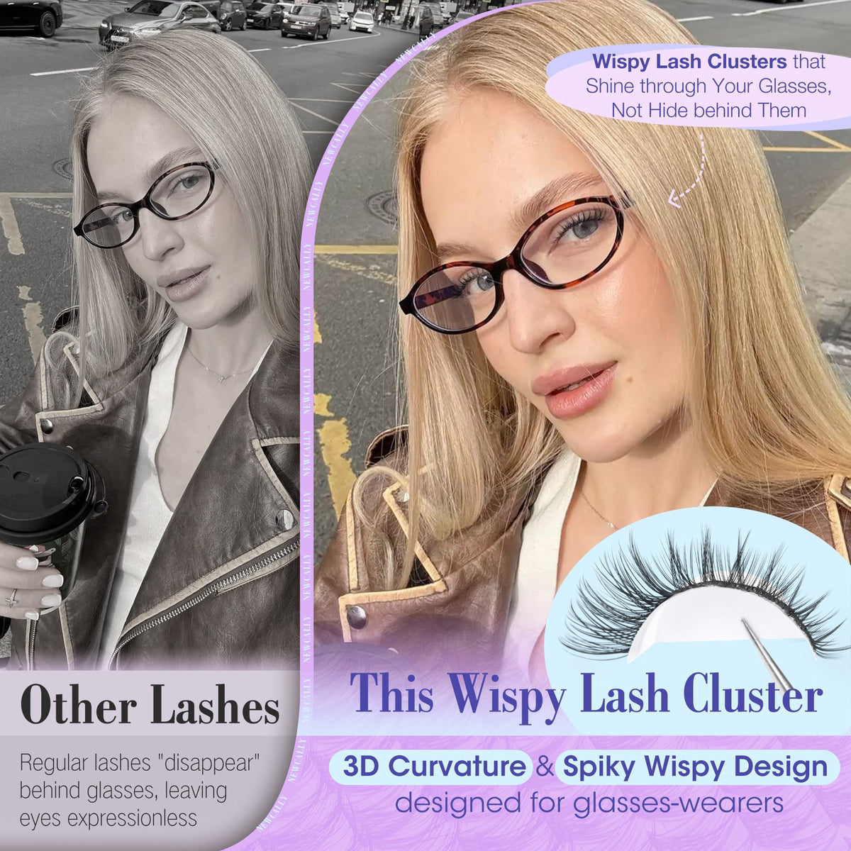 Newcally Wispy Lash Clusters Kit, C Curl, 10-16 mm