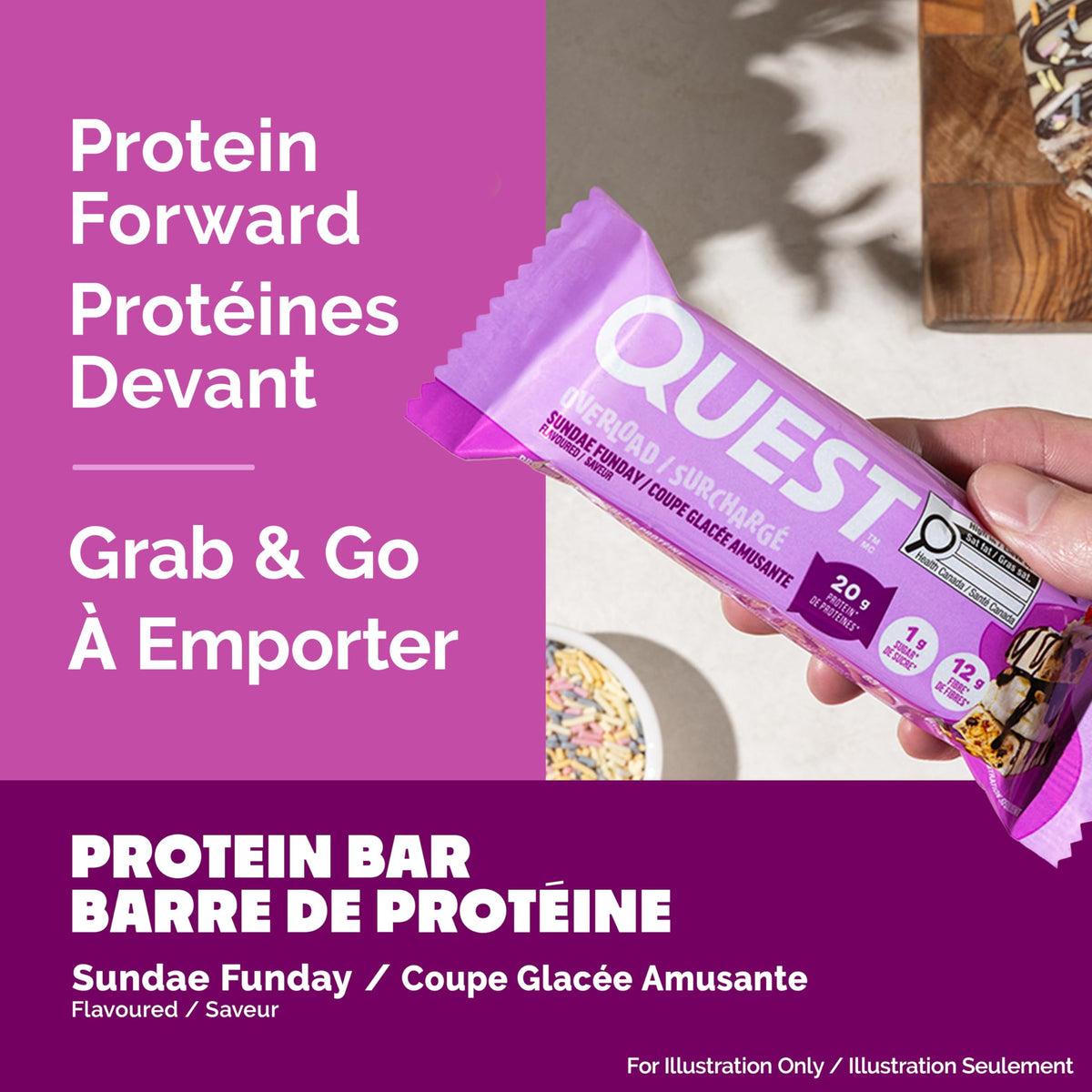 Quest Nutrition Overload Protein Bar, Sundae Funday, 12 Count