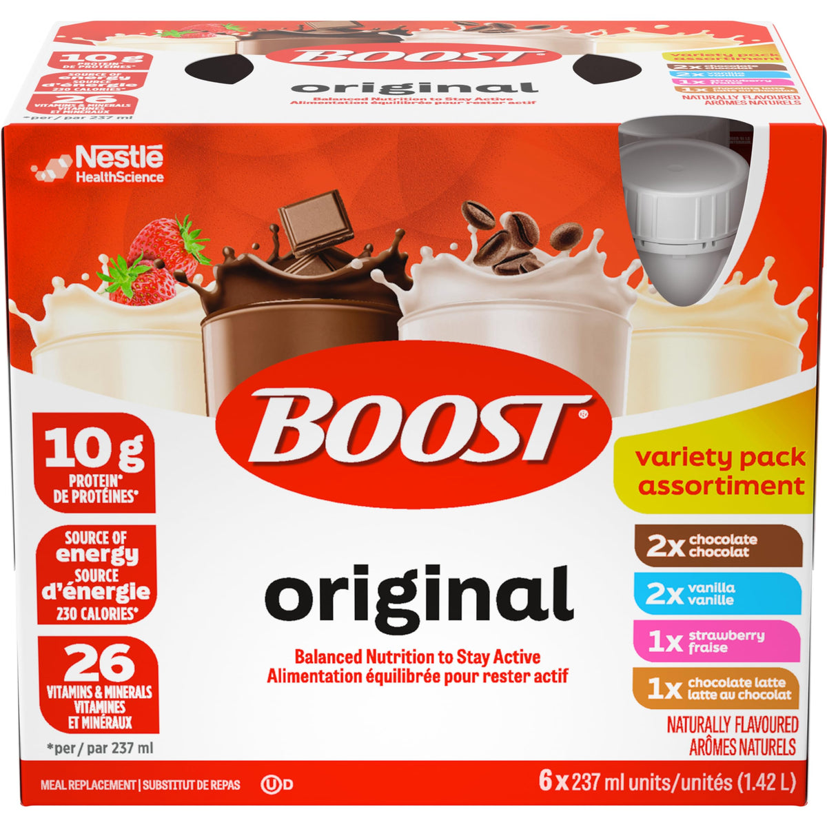 Boost Original Meal Replacement Drink, Variety Pack, 6 x 237 mL